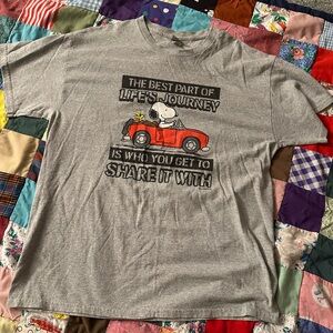 Gray Graphic T-Shirt with Snoopy Design